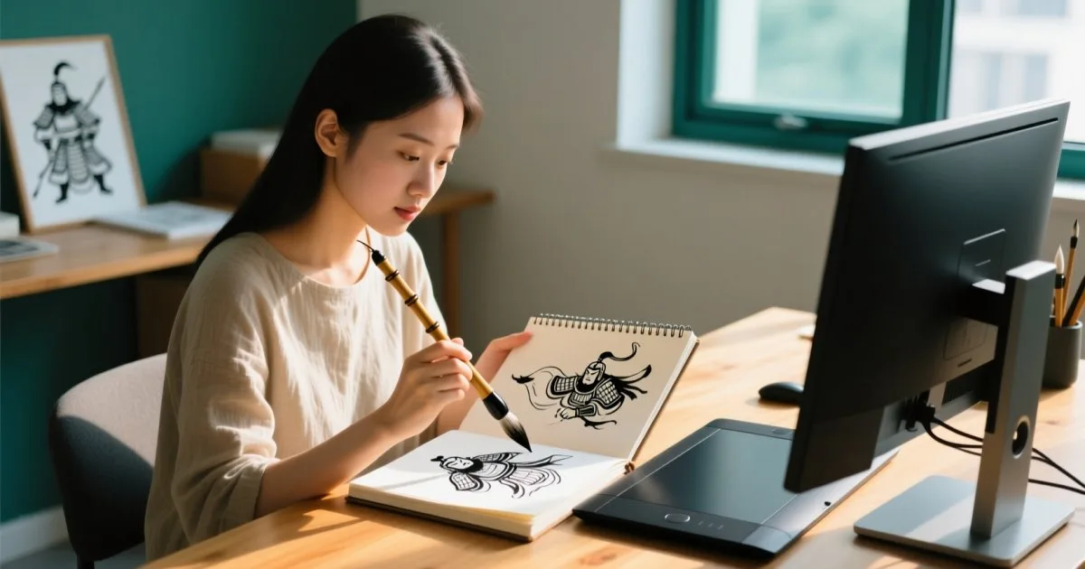 從三國角色數位插畫看視覺設計：傳統水墨如何結合 Photoshop 打造品牌魅力