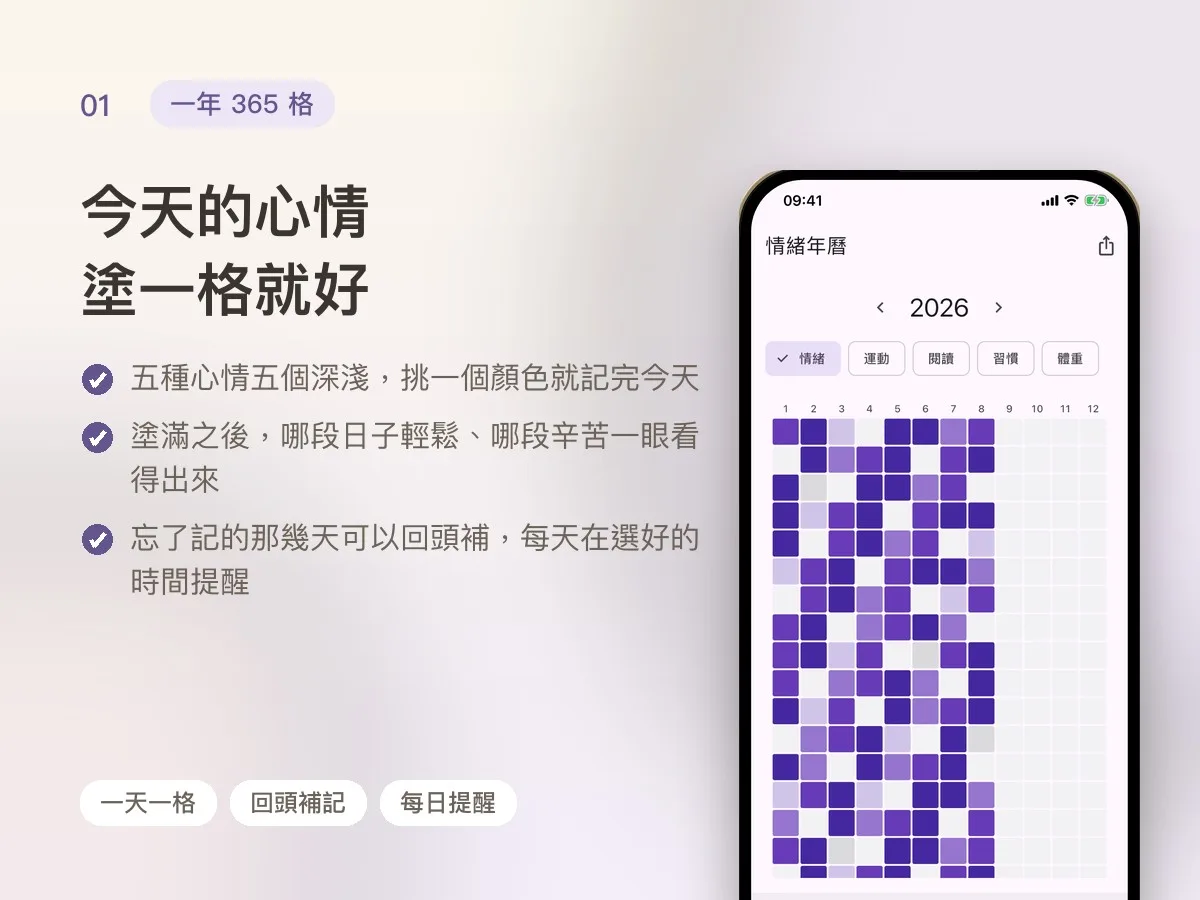 心情日記 一天一格手帳 APP 畫面 1